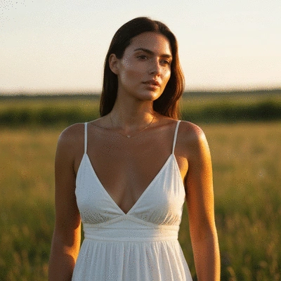 Woman with a radiant natural tan smiling in sunlight